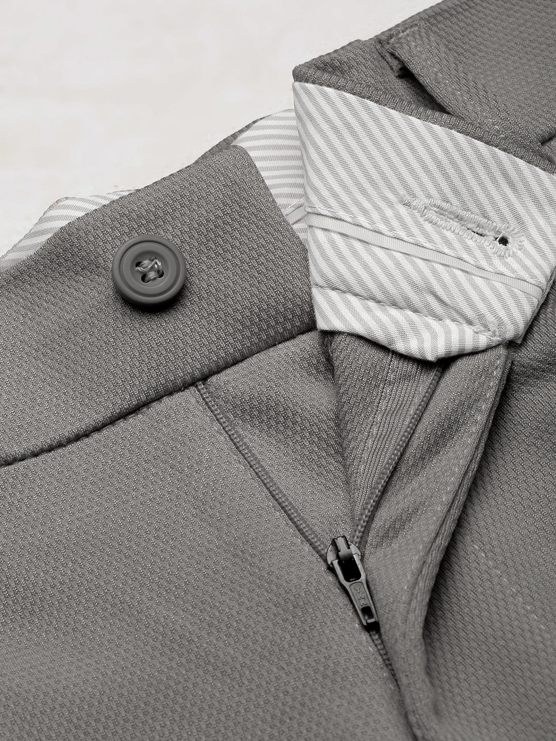 Men's Grey Regular Fit Formal Trouser