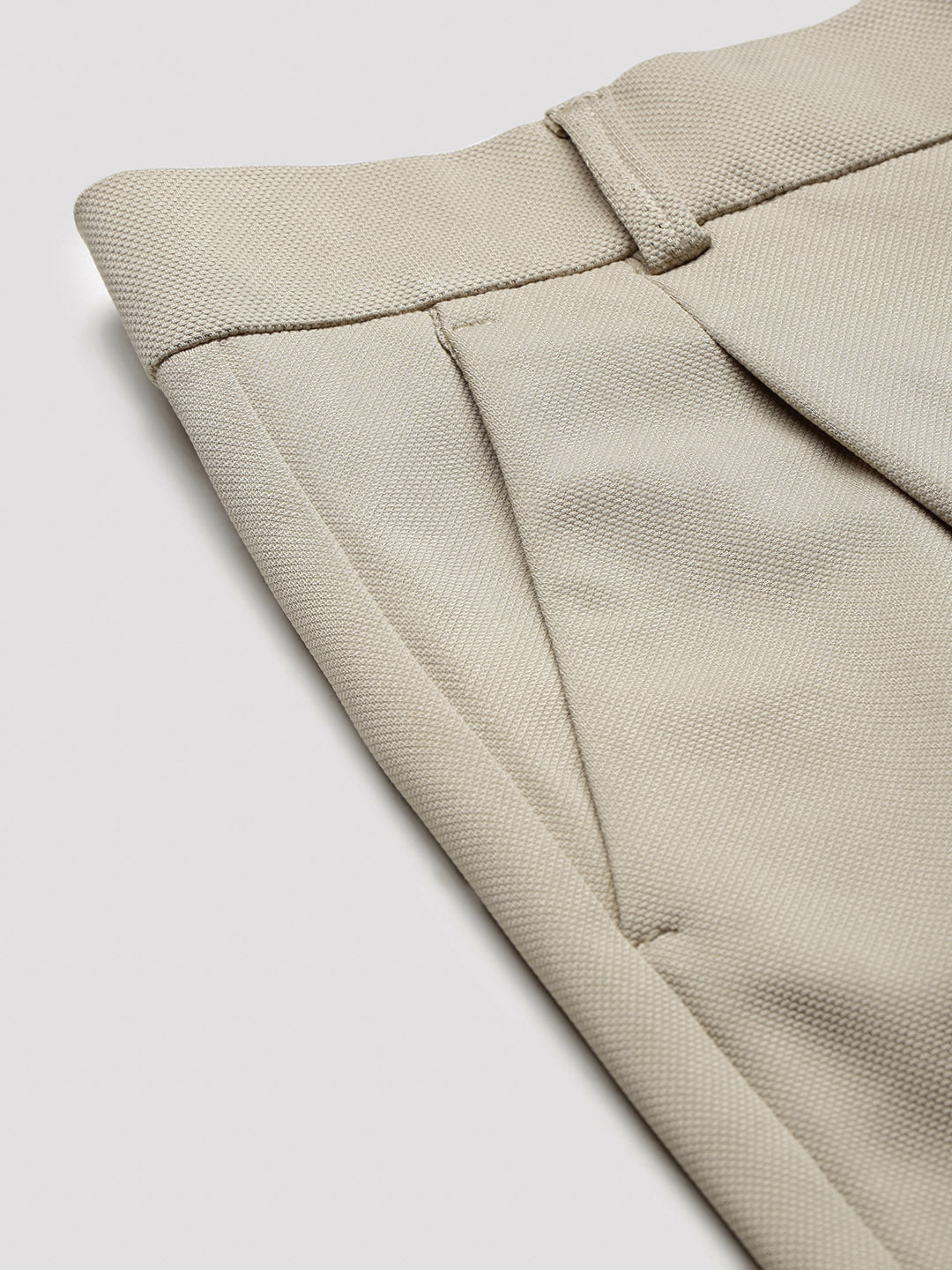 Men's Beige Solid Formal Trousers