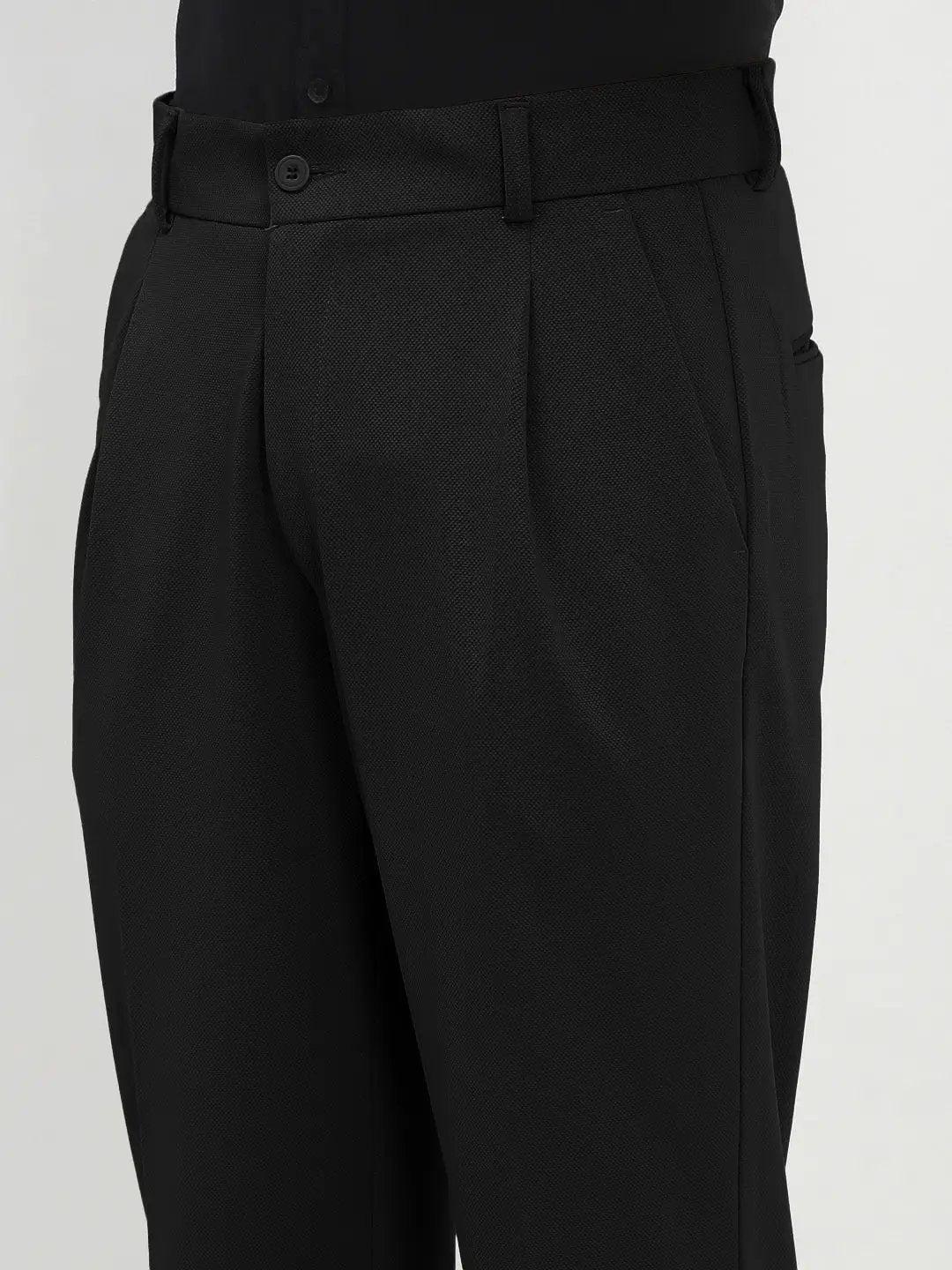 Men's Black Regular Fit Formal Trouser - from SHOWOFFFF