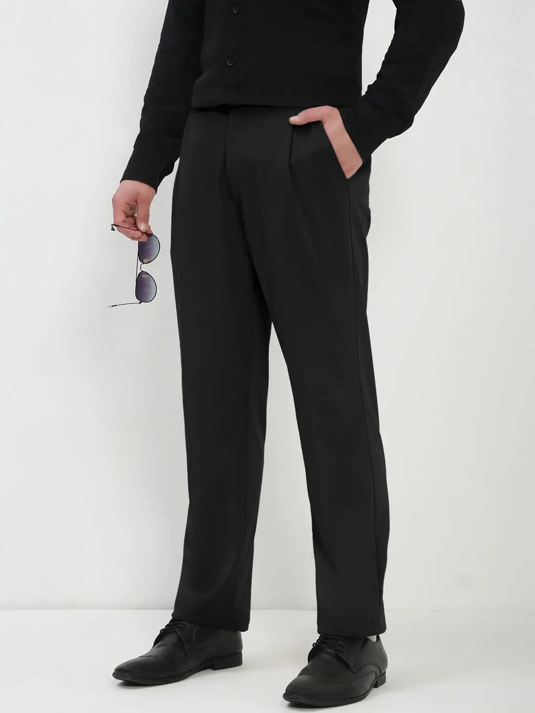 Men's Black Regular Fit Formal Trouser - from SHOWOFFFF