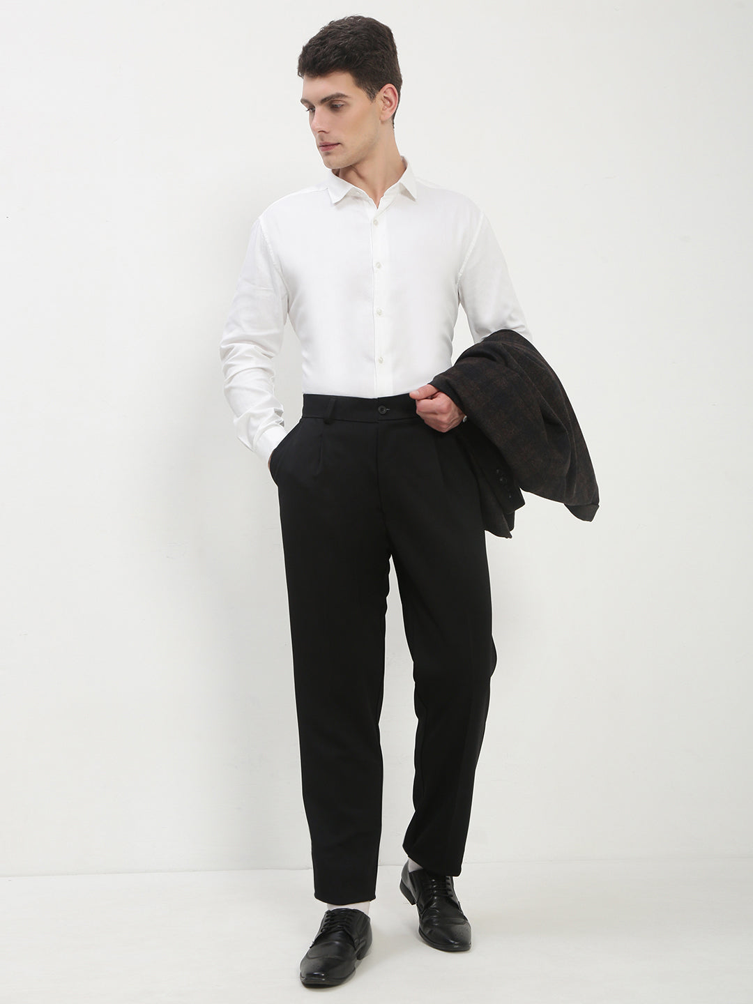 Men's Black Solid Formal Trousers