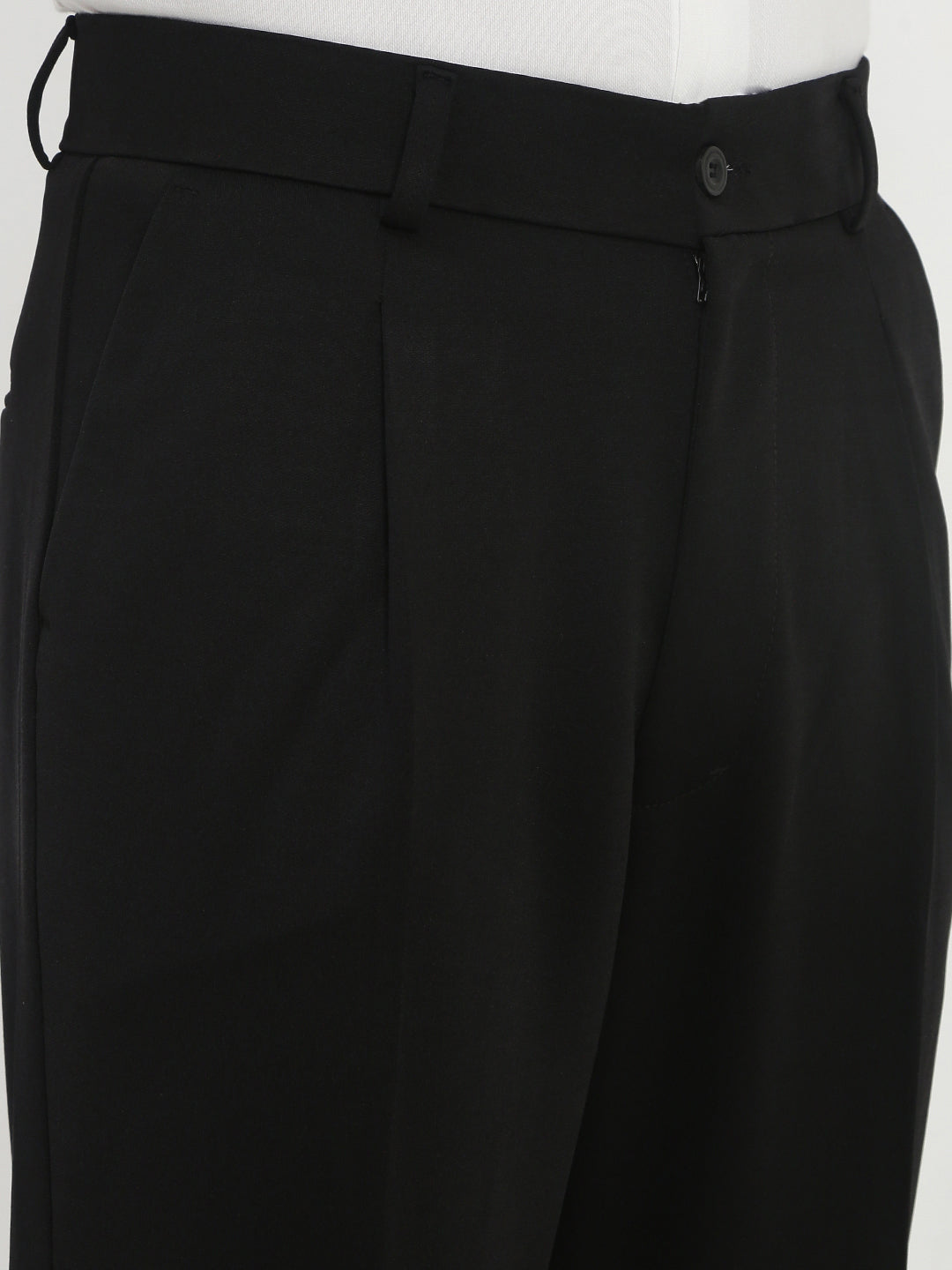Men's Black Solid Formal Trousers