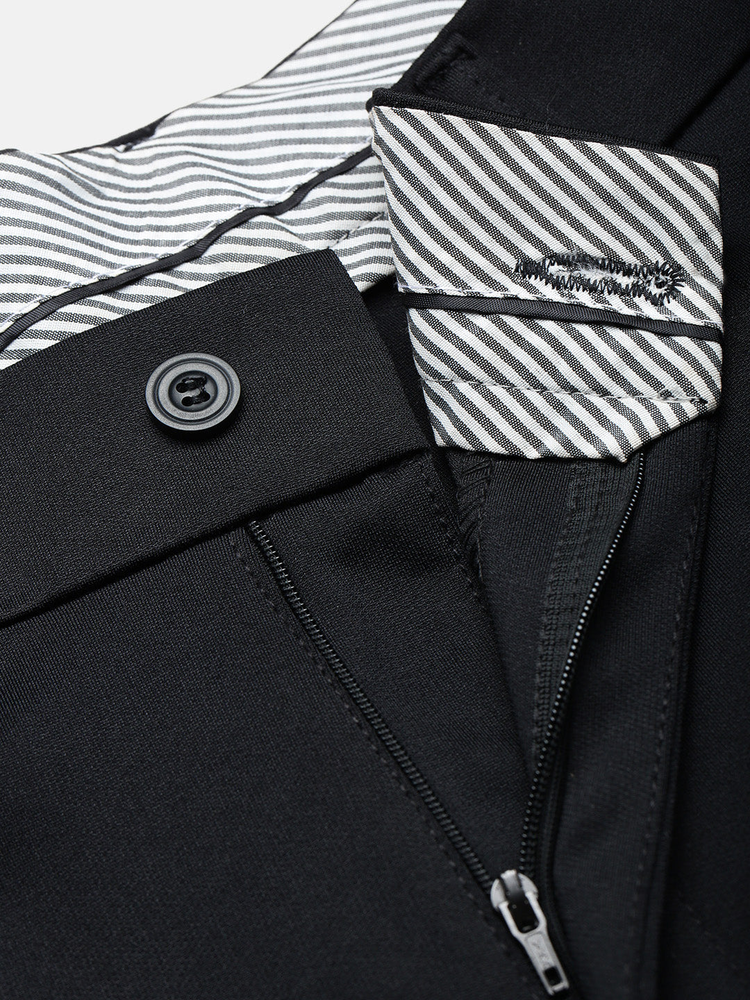 Men's Black Solid Formal Trousers