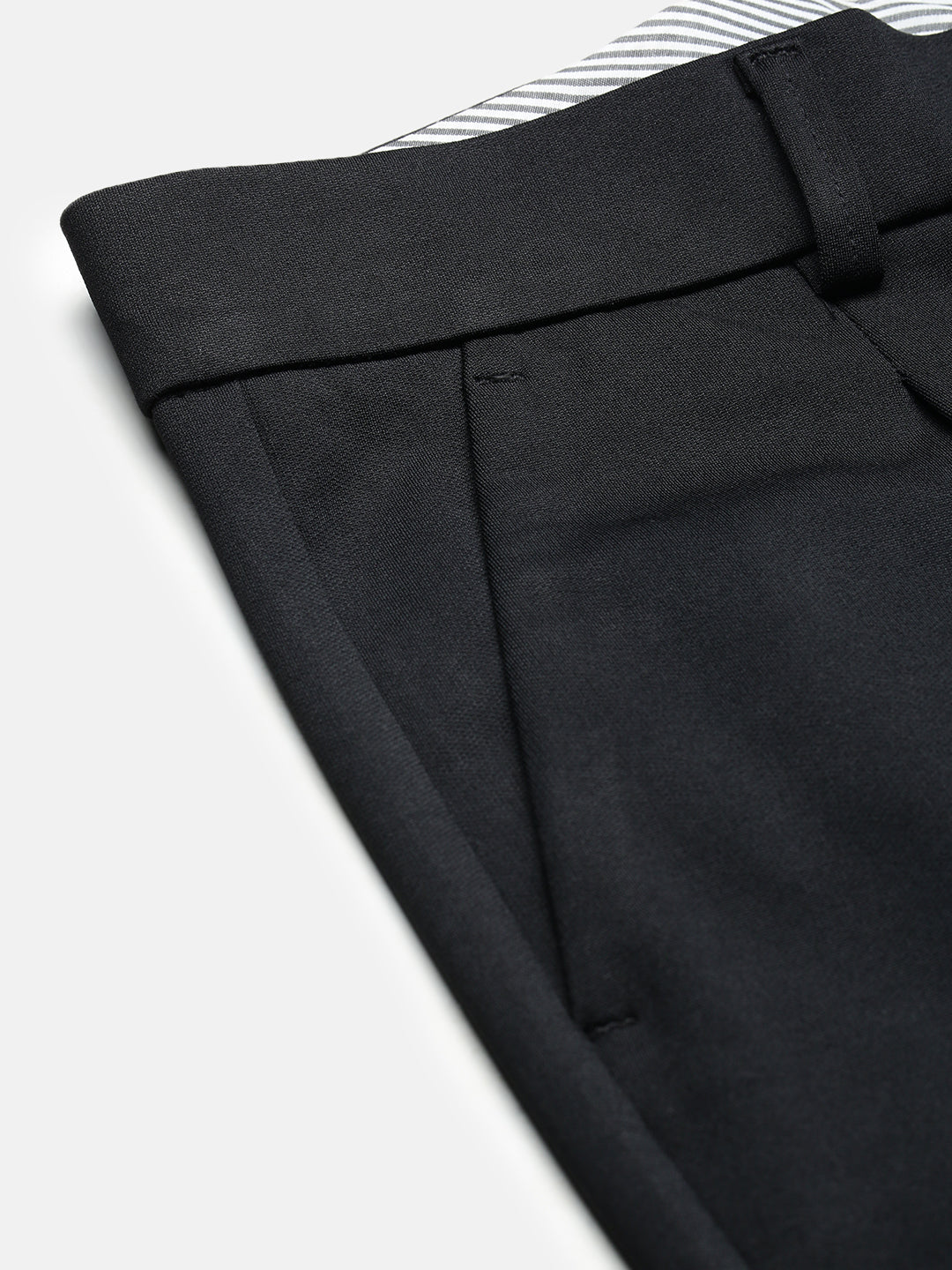 Men's Black Solid Formal Trousers