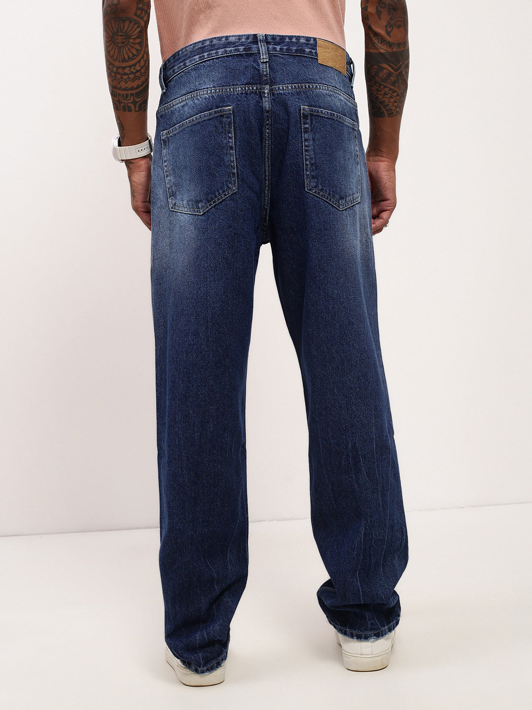 Men Blue Solid Straight Fit Jeans