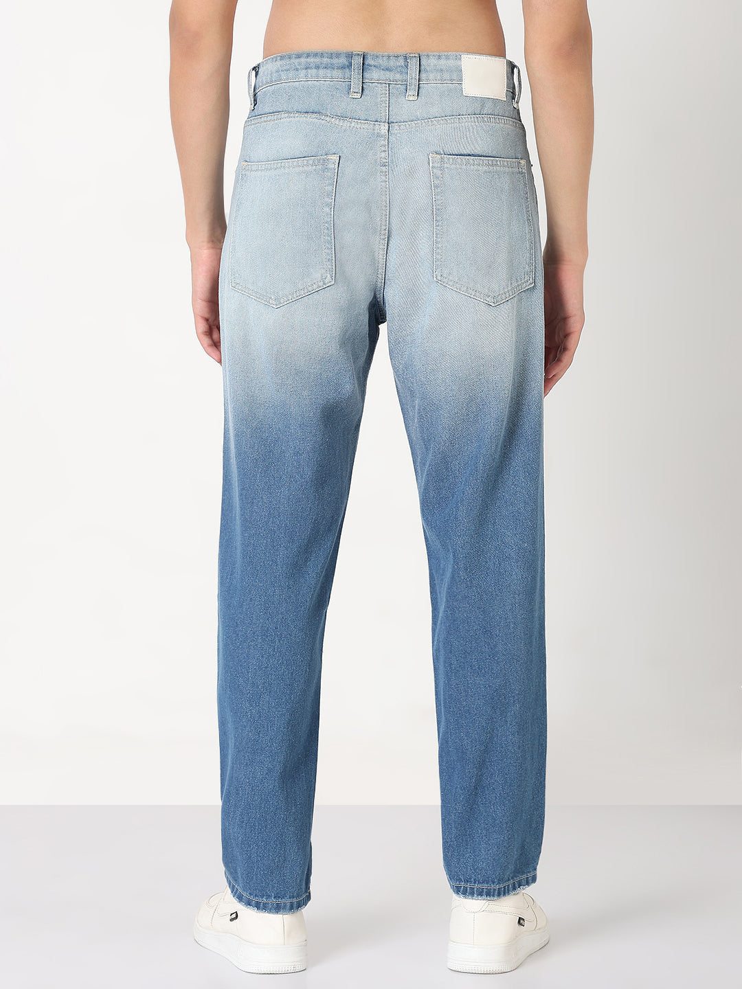 Men's Blue Washed Straight Fit Ombre Jeans