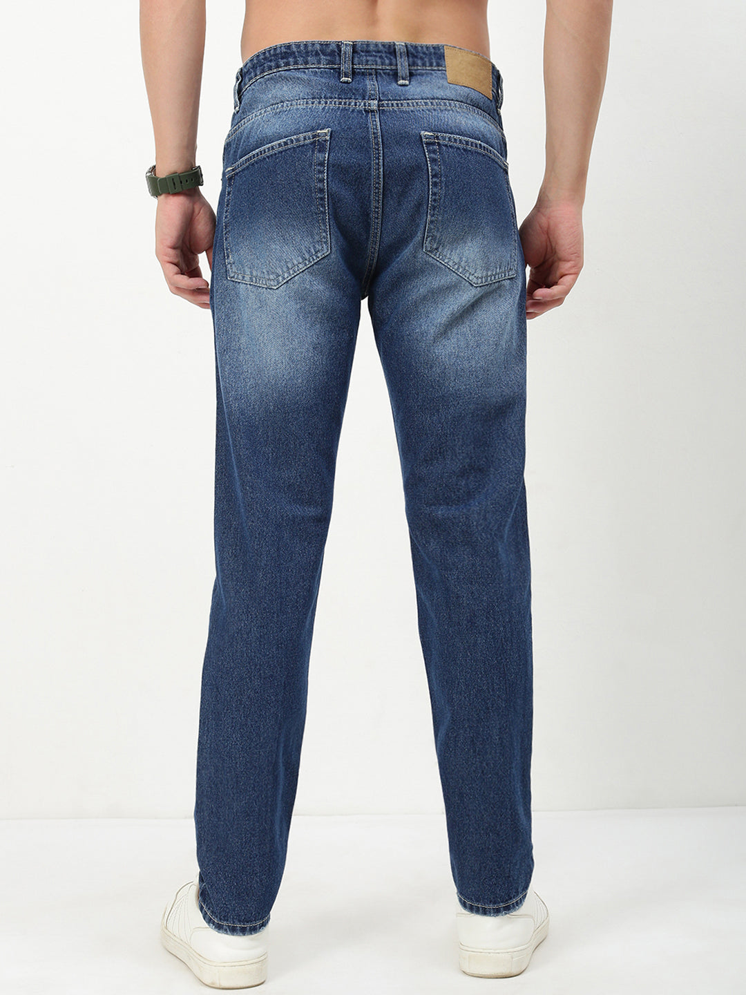 Men Blue Solid Straight Fit Jeans