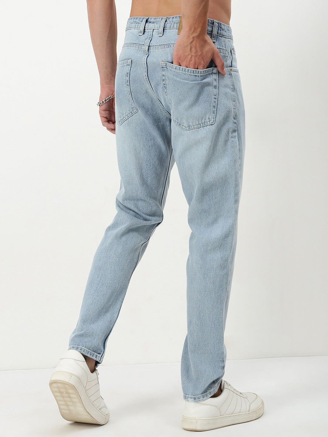 Men Blue Solid Straight Fit Jeans