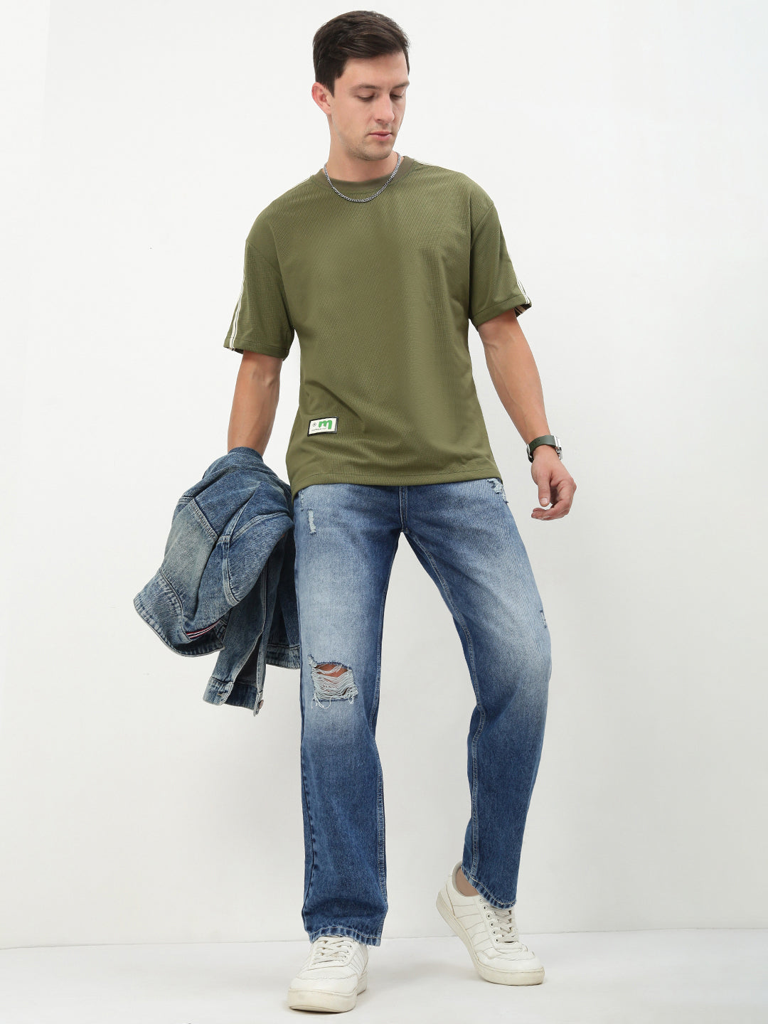 Men Blue Solid Straight Fit Jeans