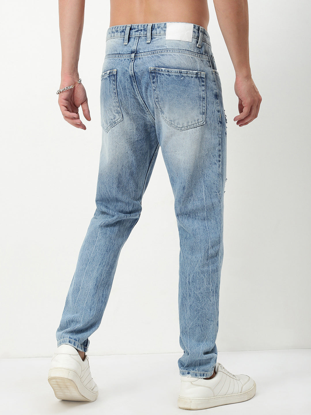 Men Blue Solid Straight Fit Jeans