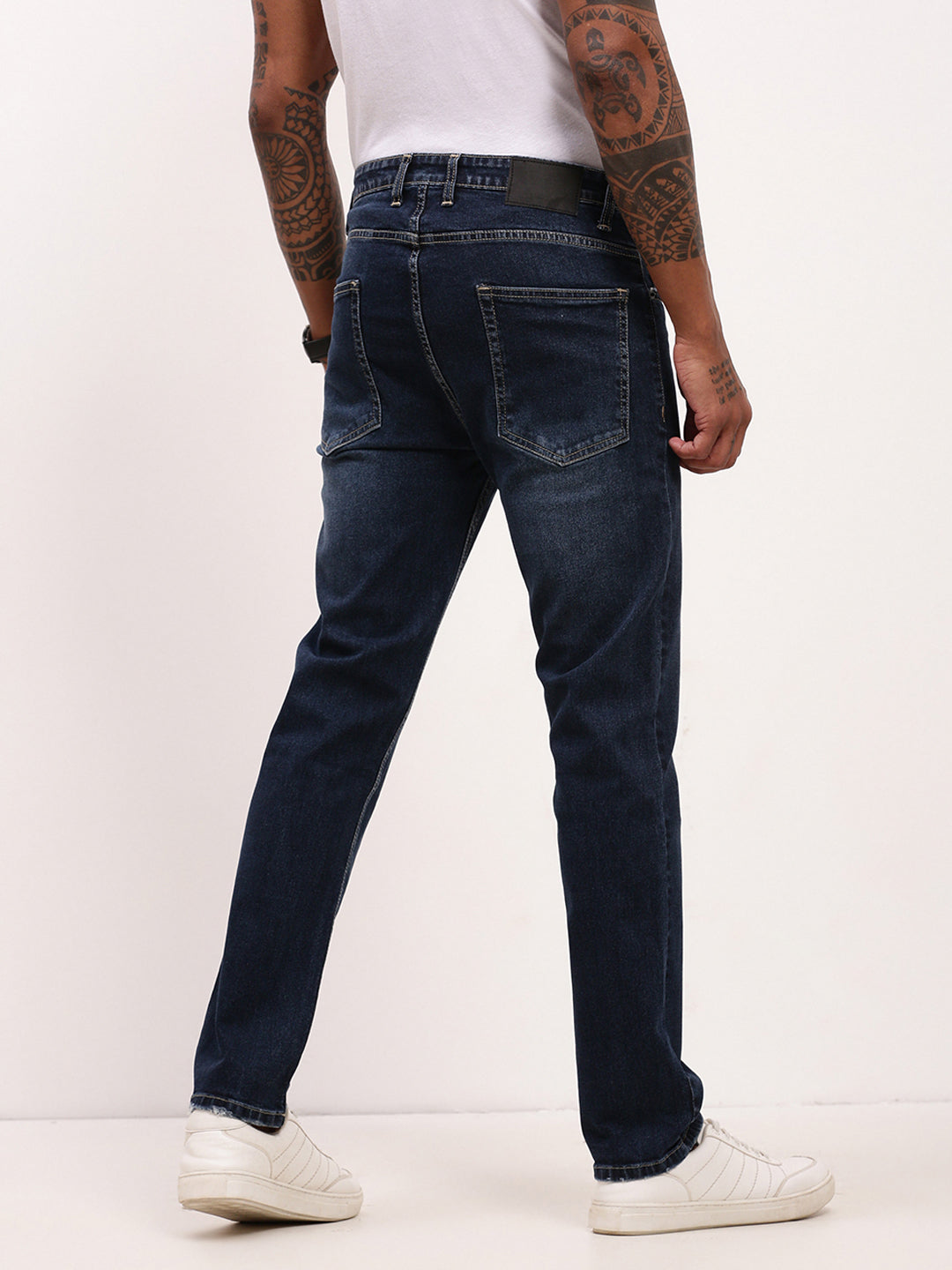 Men Blue Solid Straight Fit Jeans