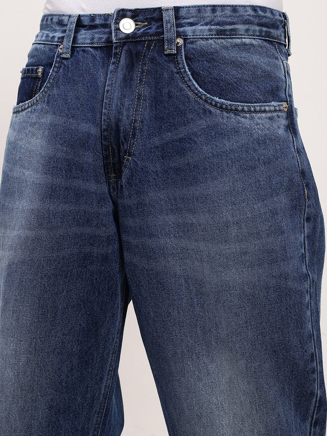 Men Blue Solid Baggy Jeans