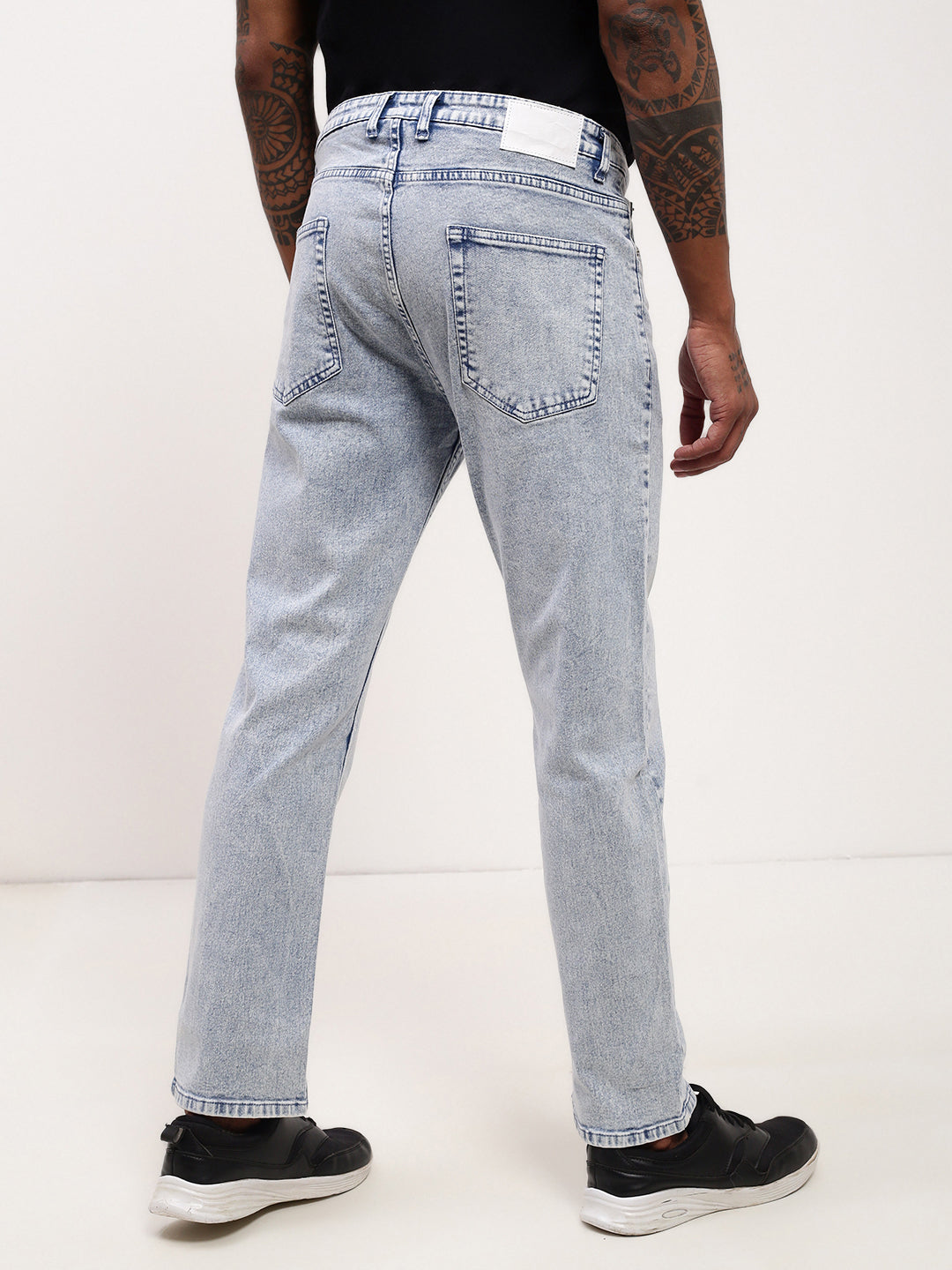 Men Blue Solid Straight Fit Jeans