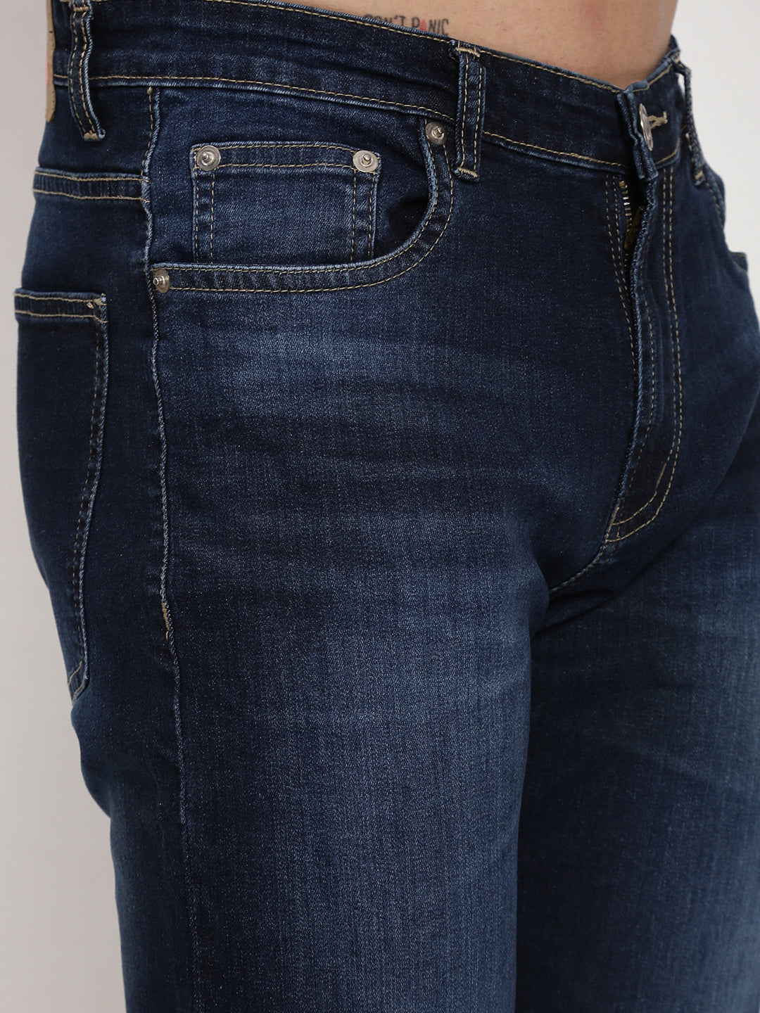 Men's Navy Blue Straight Fit Jeans