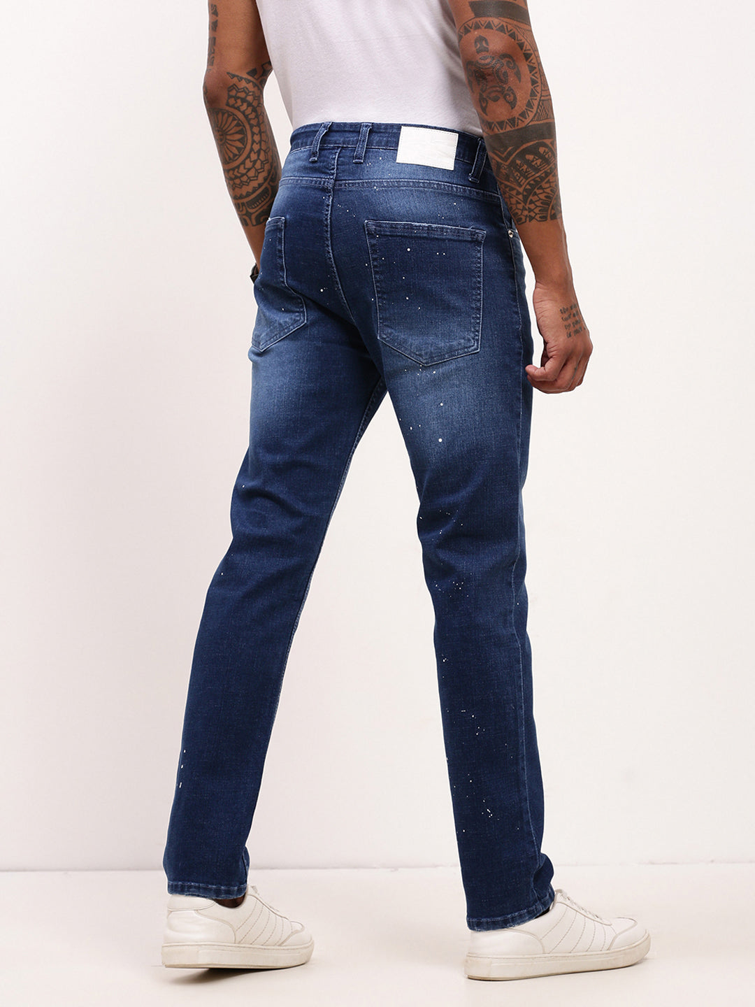 Men Blue Solid Straight Fit Jeans