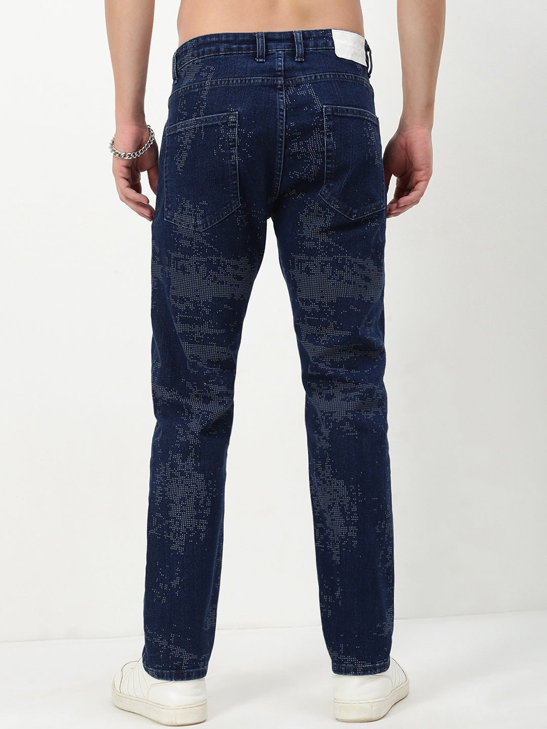 Men Blue Solid Straight Fit Jeans