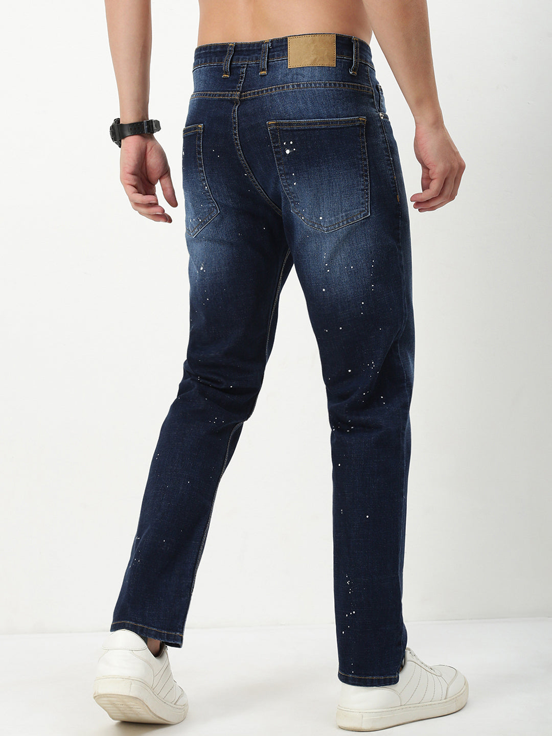 Men Blue Solid Straight Fit Jeans