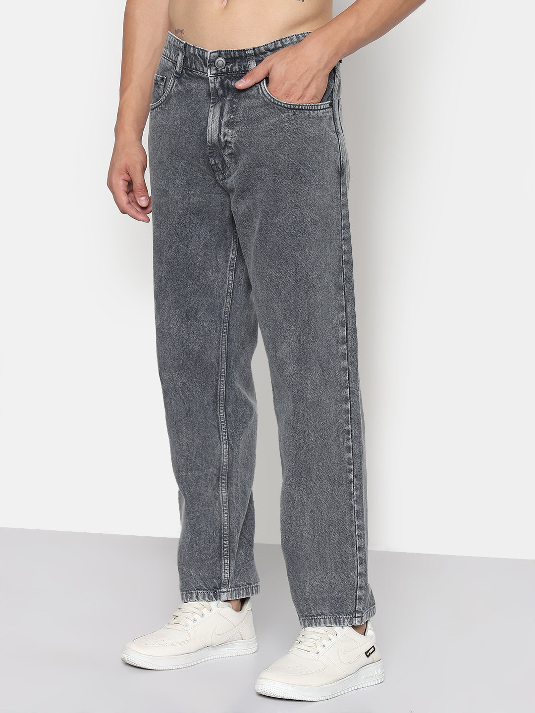 Men's Grey Relaxed Fit Jeans