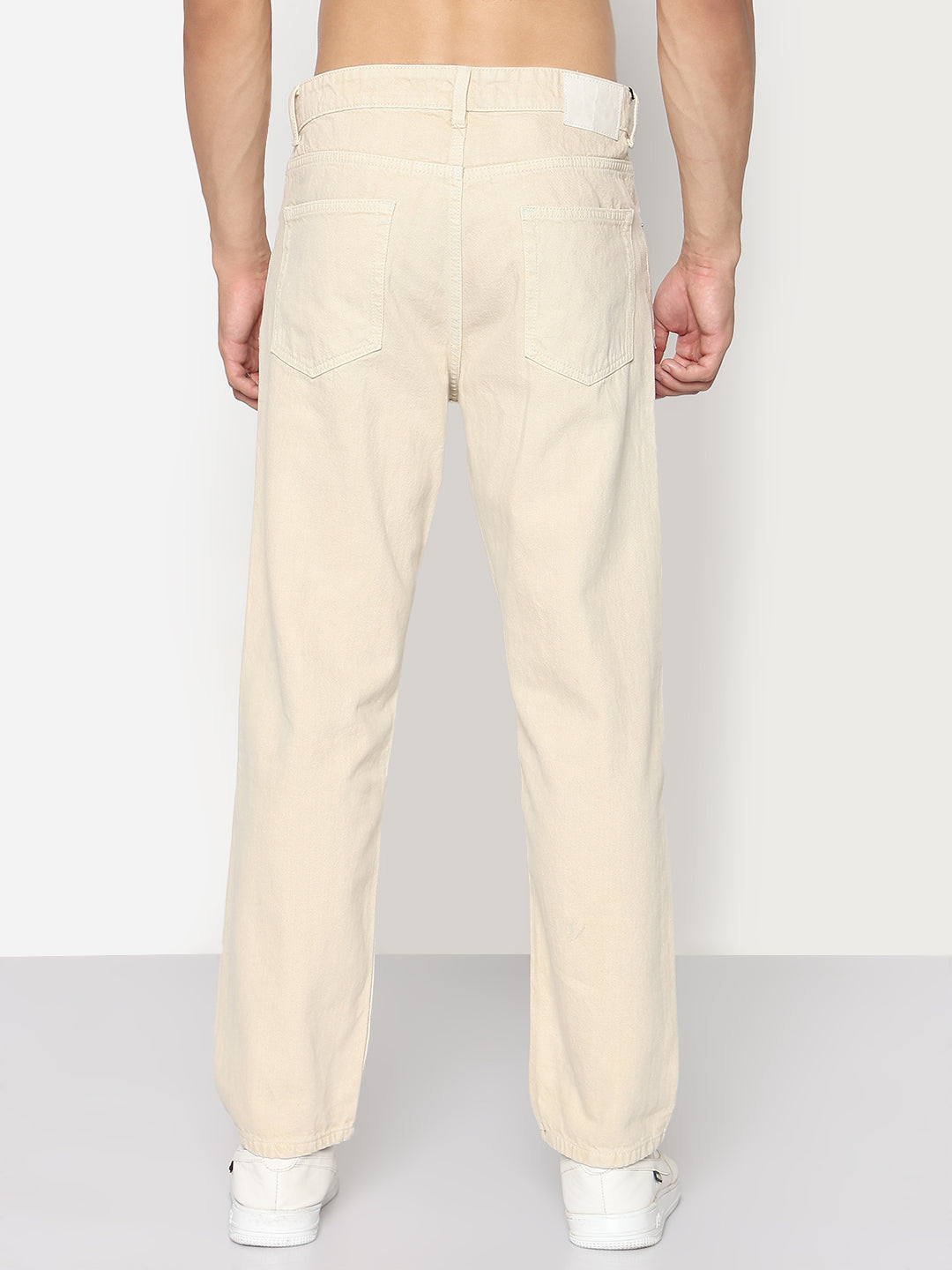 Men's Cream Straight Fit Jeans