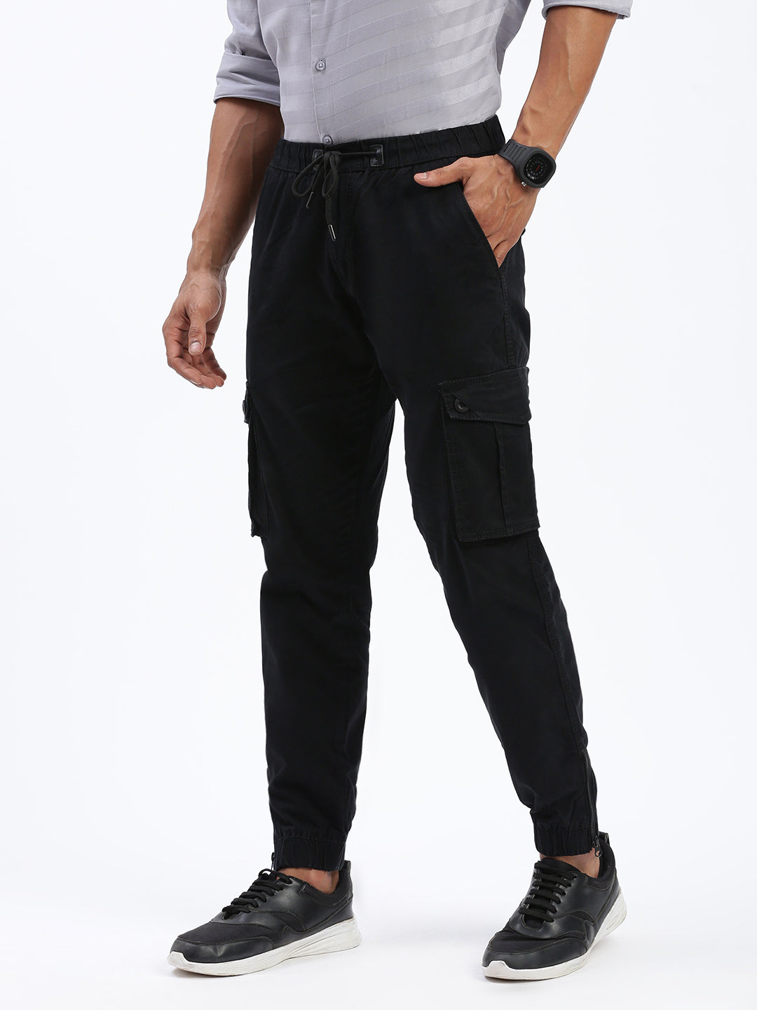 Men Solid Black Joggers