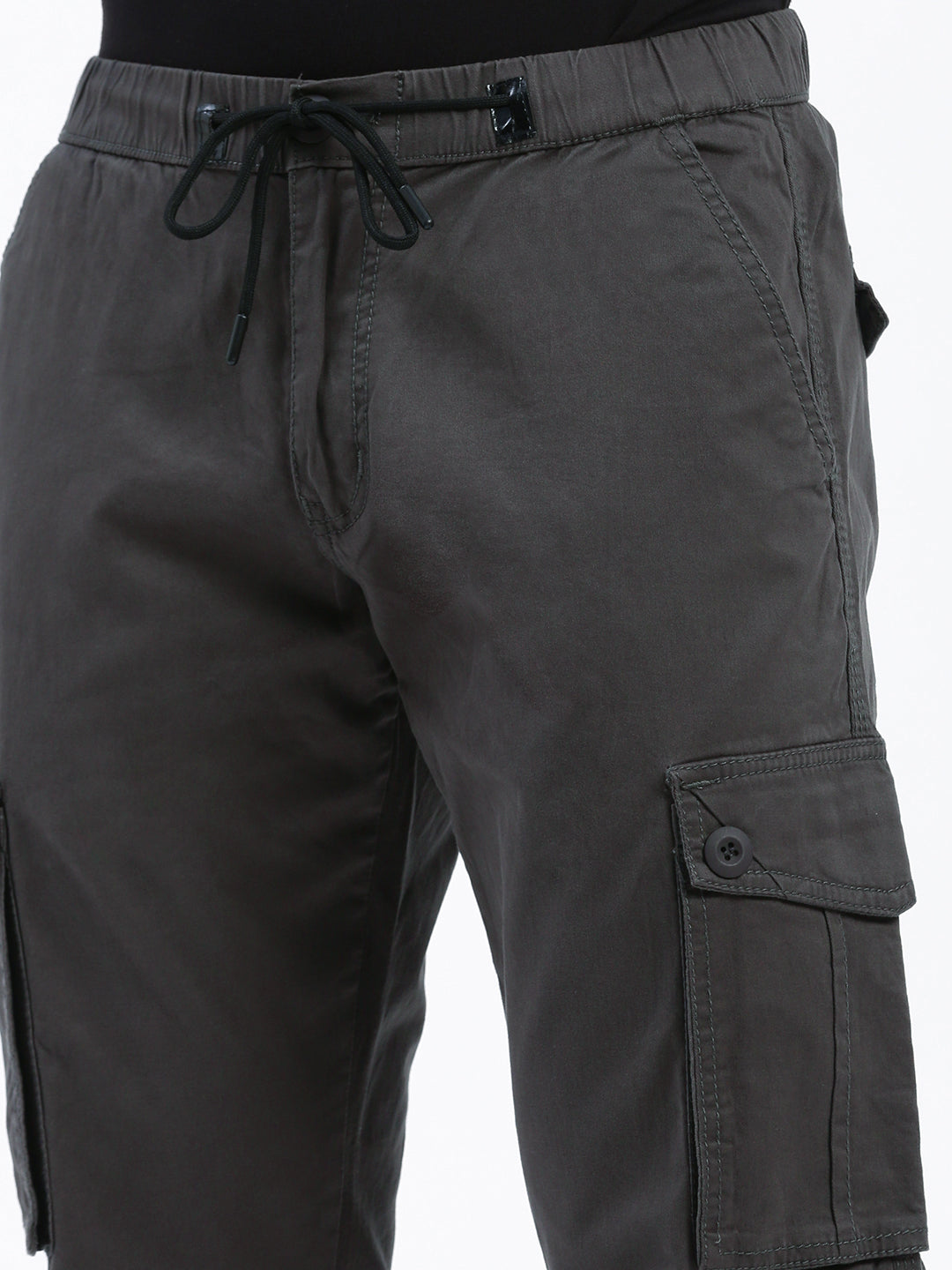 Men Solid Charcoal Joggers