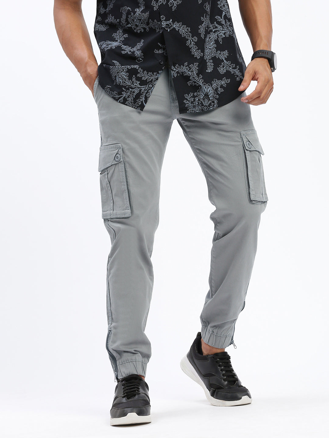 Men Solid Grey Joggers