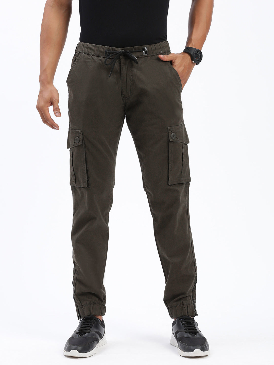 Men Solid Olive Joggers