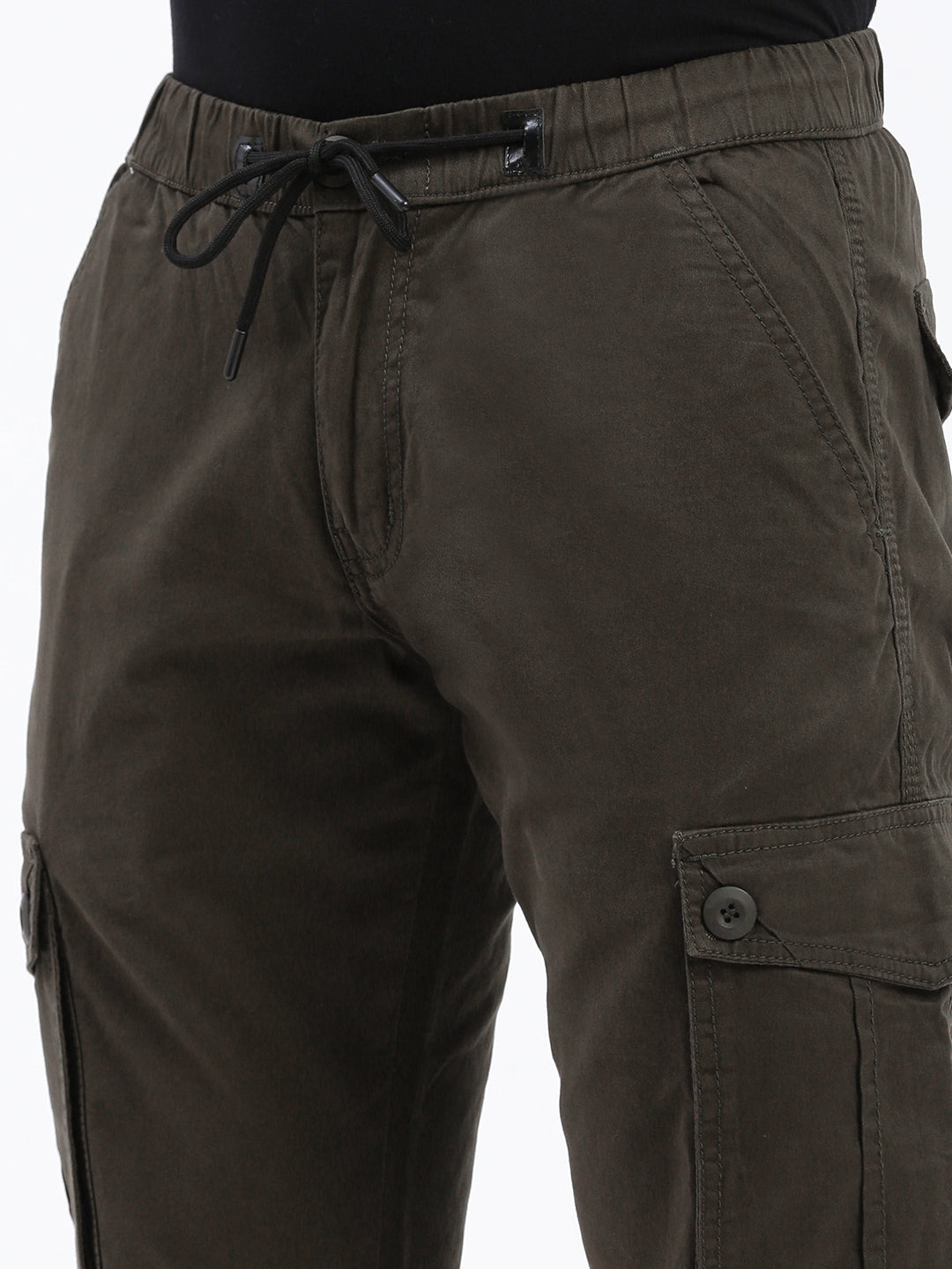 Men Solid Olive Joggers