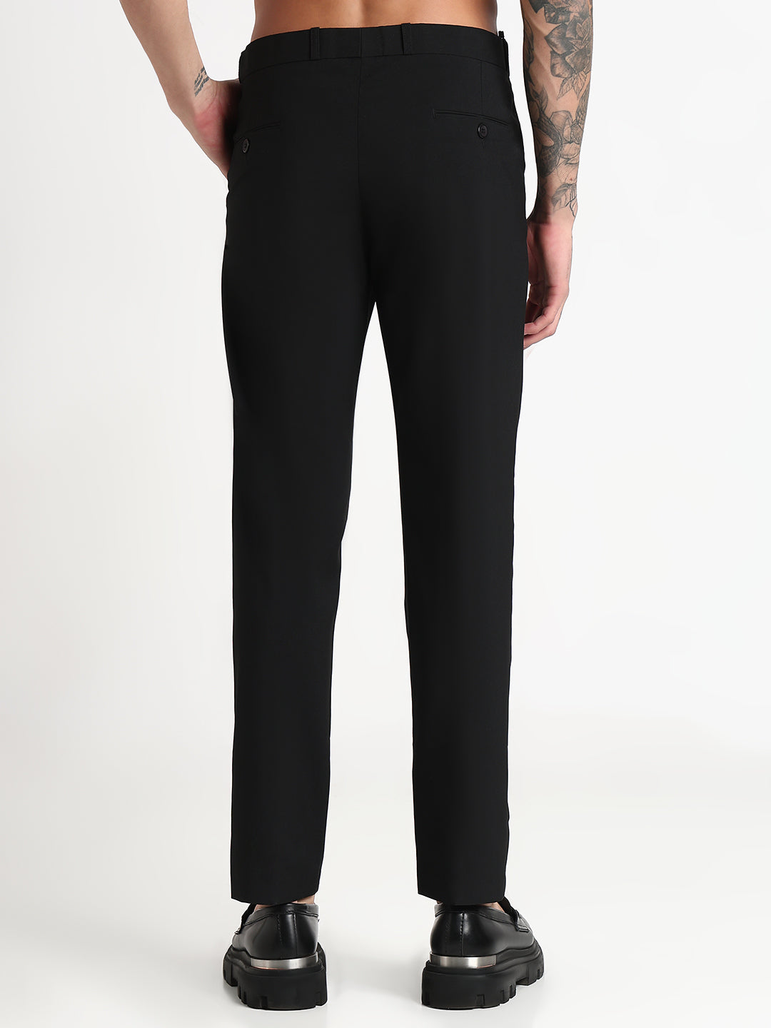 Men's Black Solid Slim Fit Formal Trousers