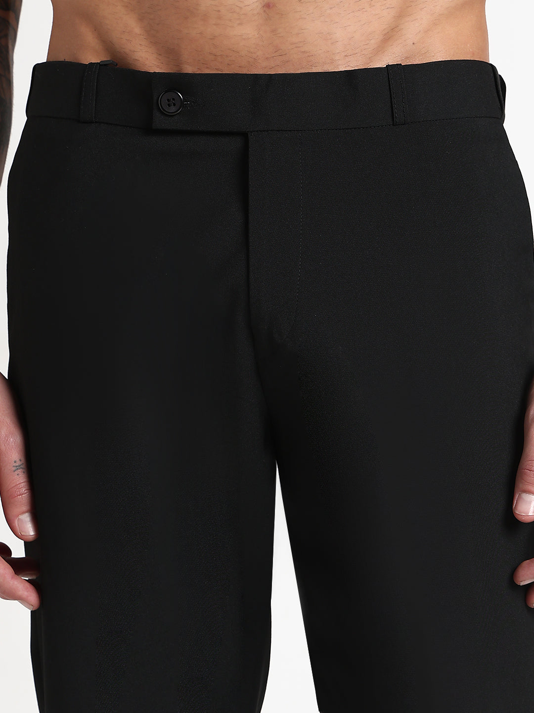 Men's Black Solid Slim Fit Formal Trousers
