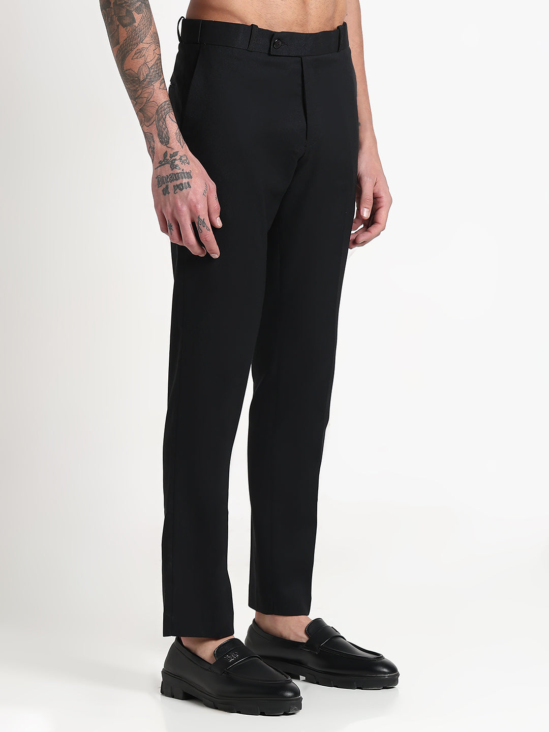 Men's Black Solid Slim Fit Formal Trousers