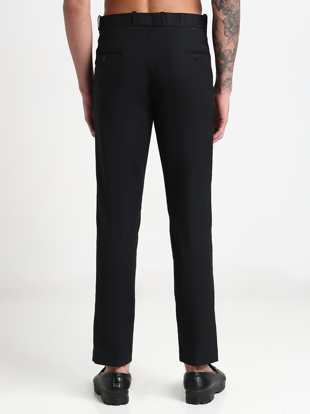 Men's Black Solid Slim Fit Formal Trousers