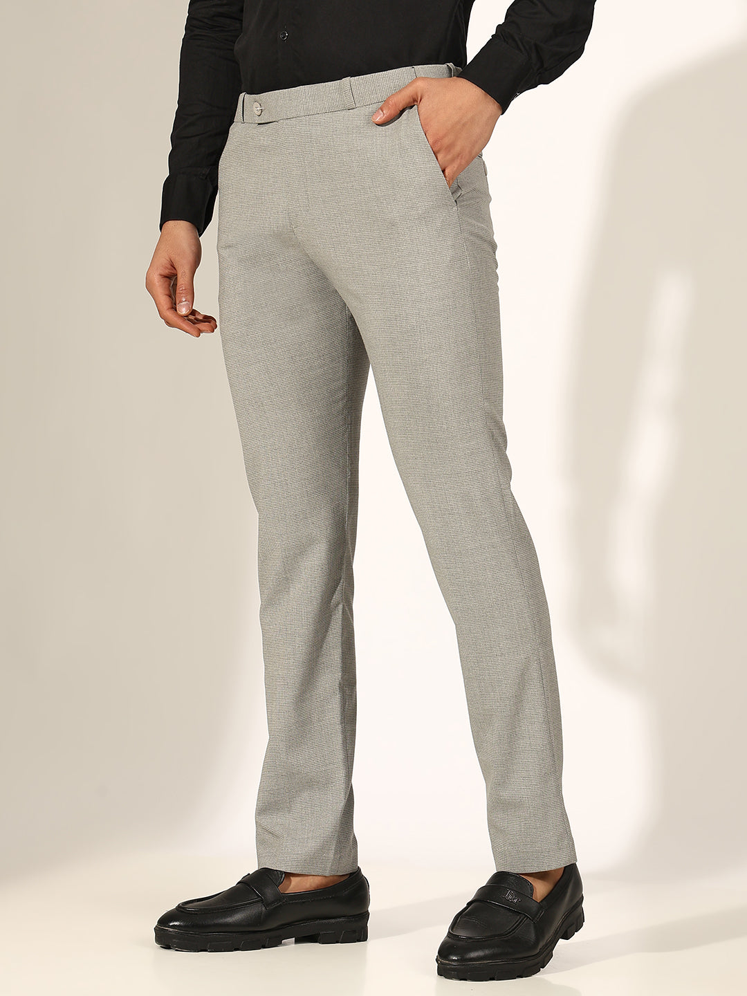 Men's Grey Slim-Fit Trouser