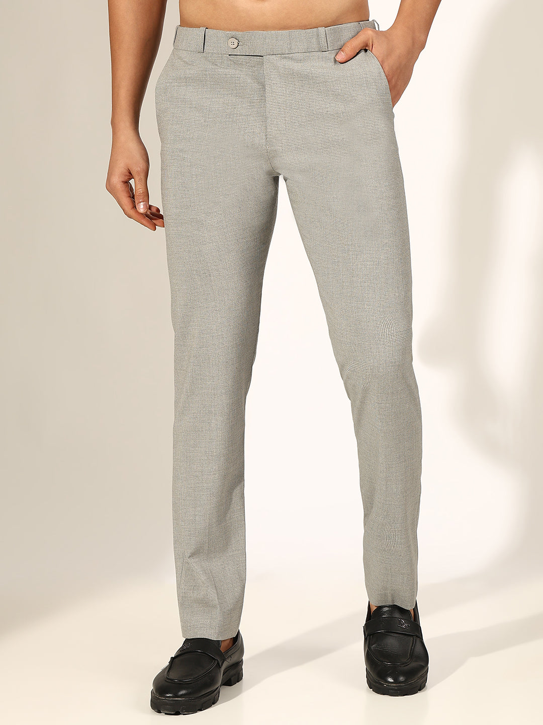 Men's Grey Slim-Fit Trouser