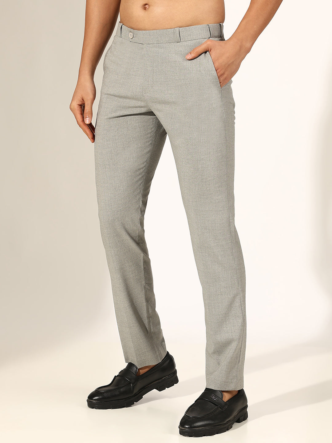 Men's Grey Slim-Fit Trouser
