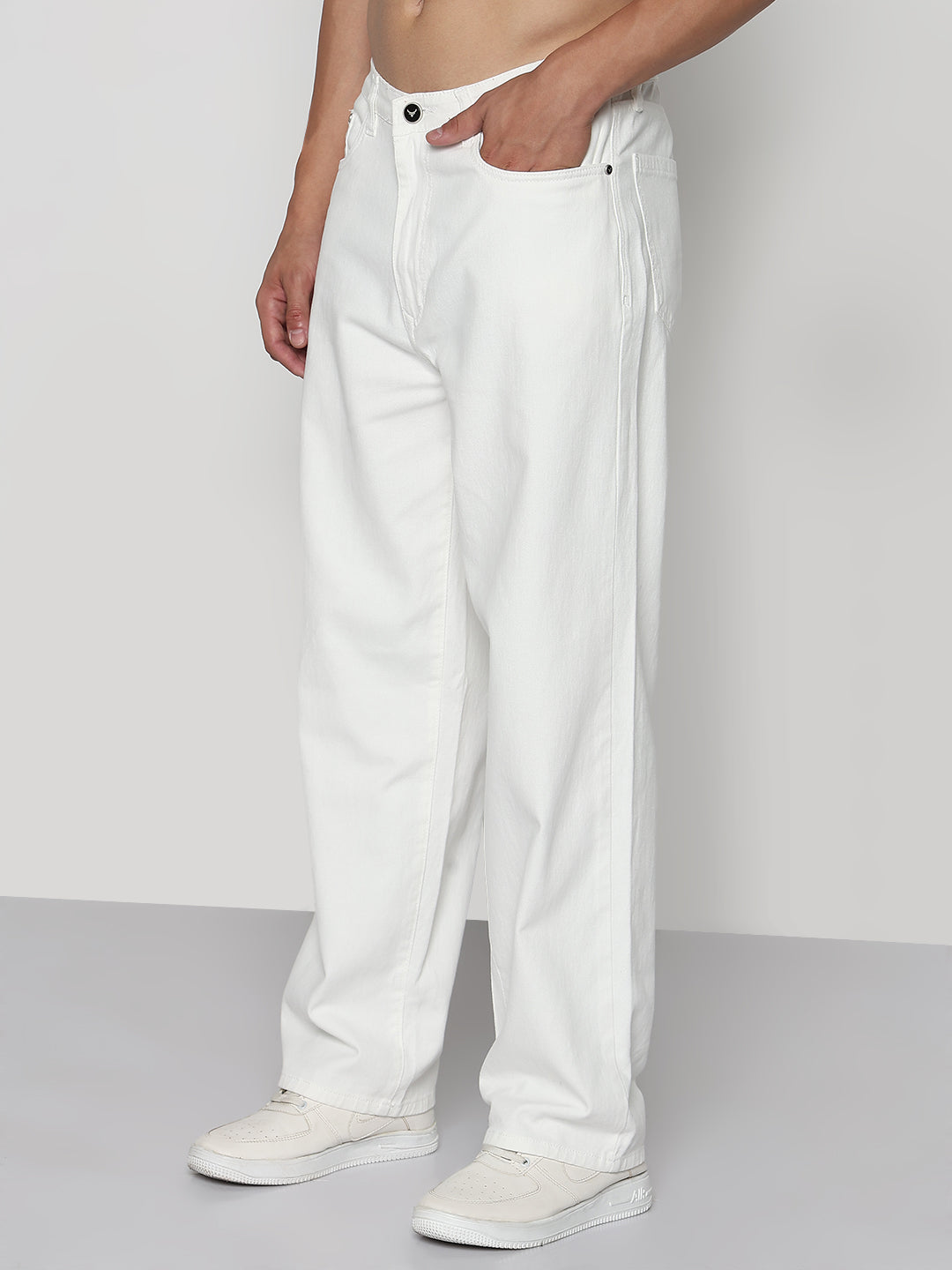 Men's White Baggy Fit Jeans