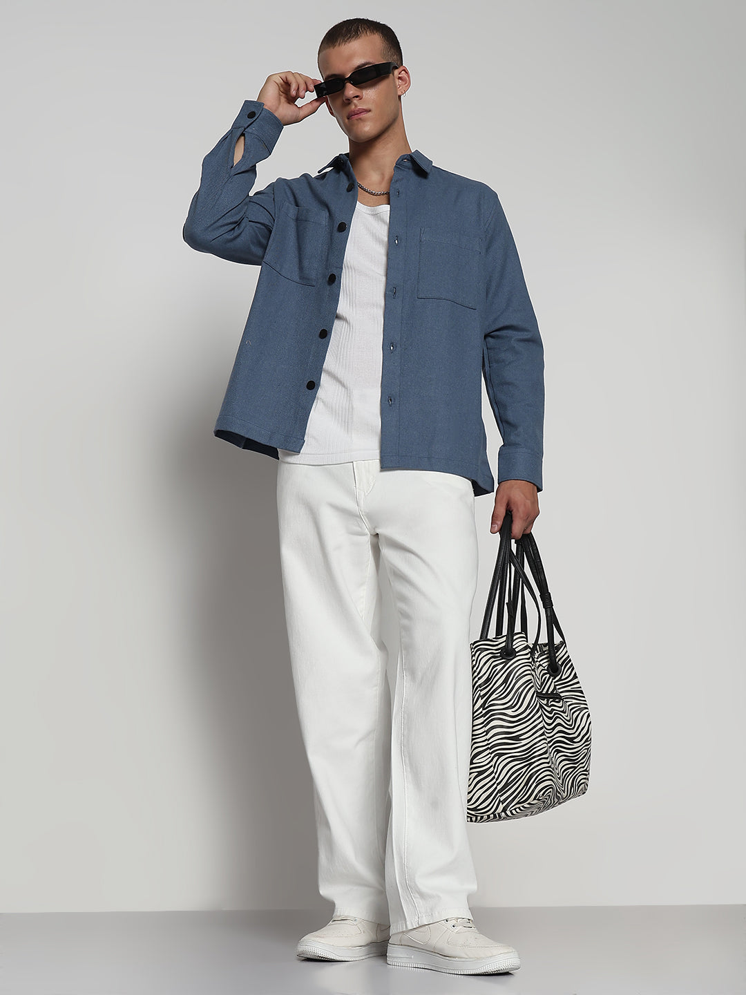 Men's White Baggy Fit Jeans