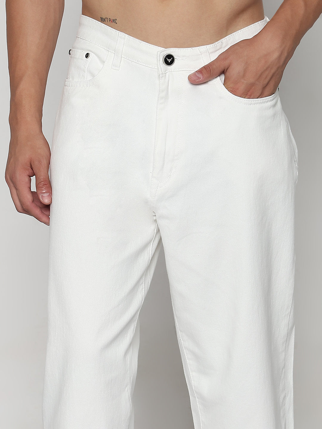 Men's White Baggy Fit Jeans