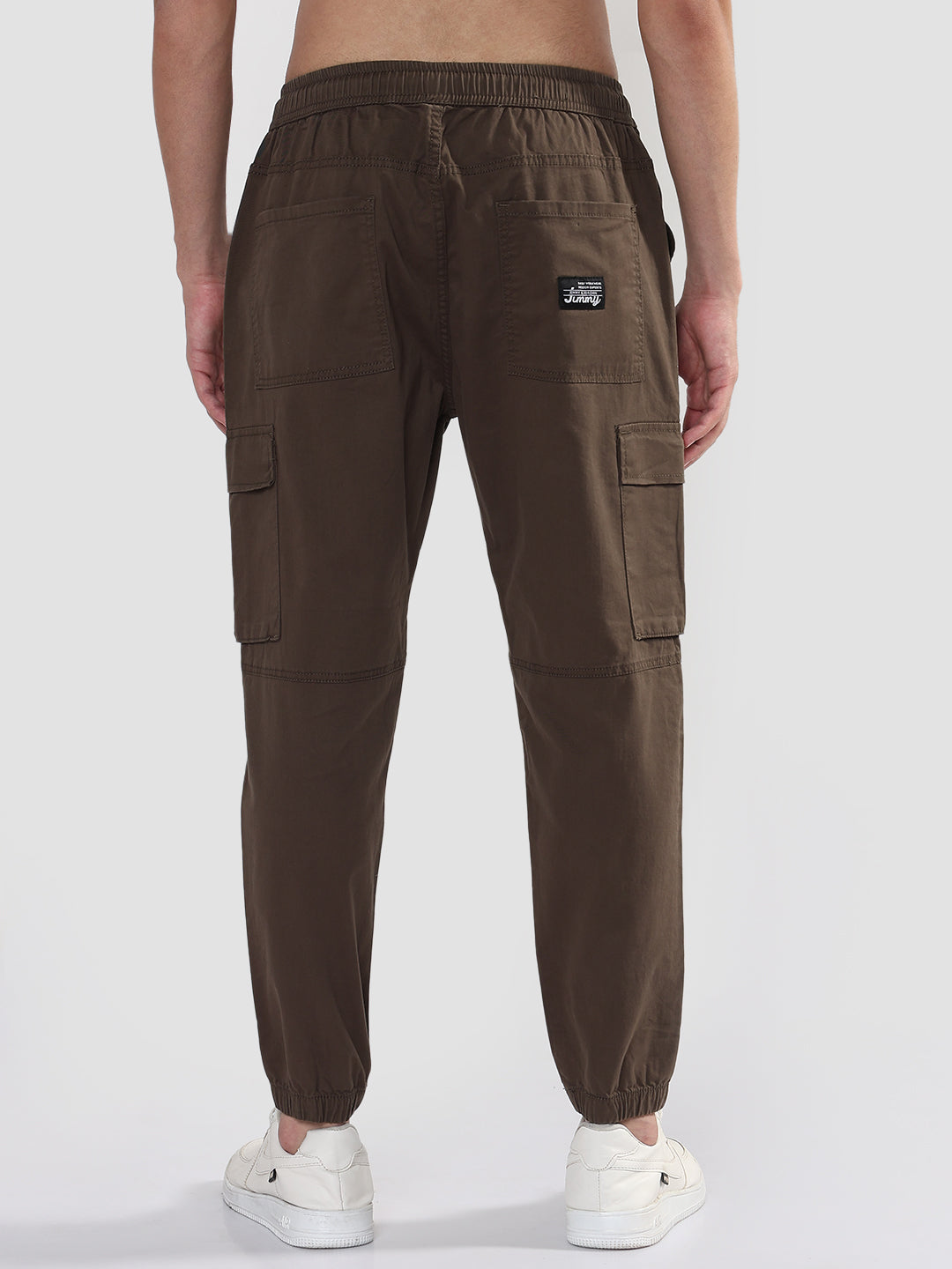 Men's Olive Solid Casual Cargo Joggers