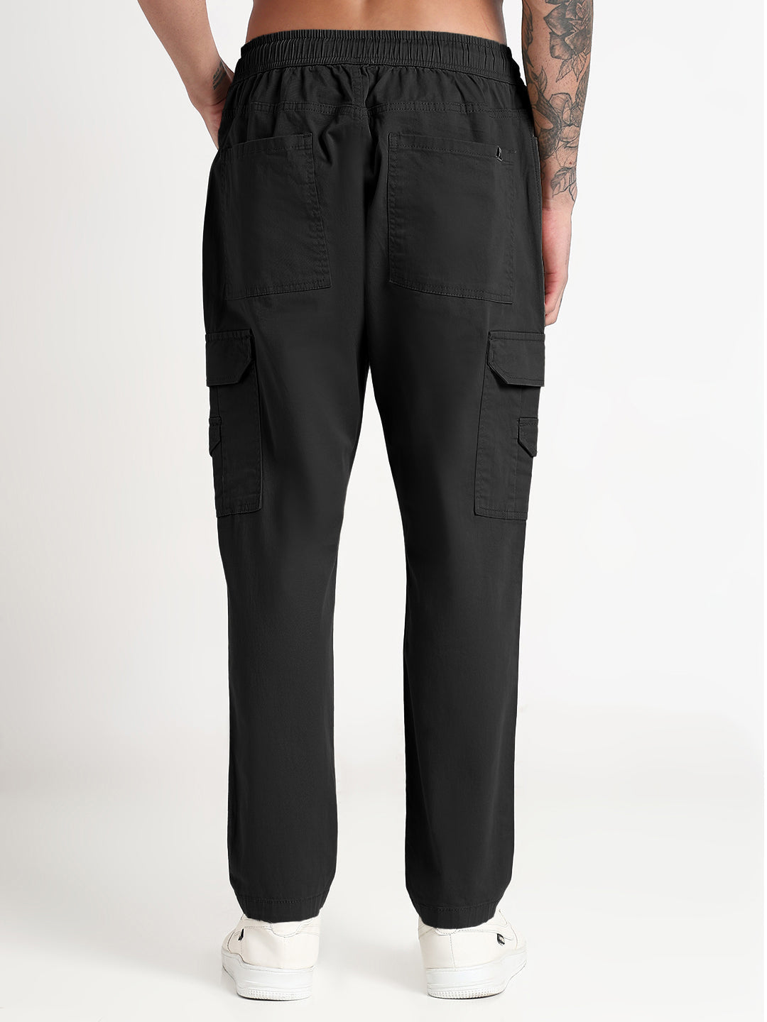 Men's Black Slim Fit Joggers with Side Pocket