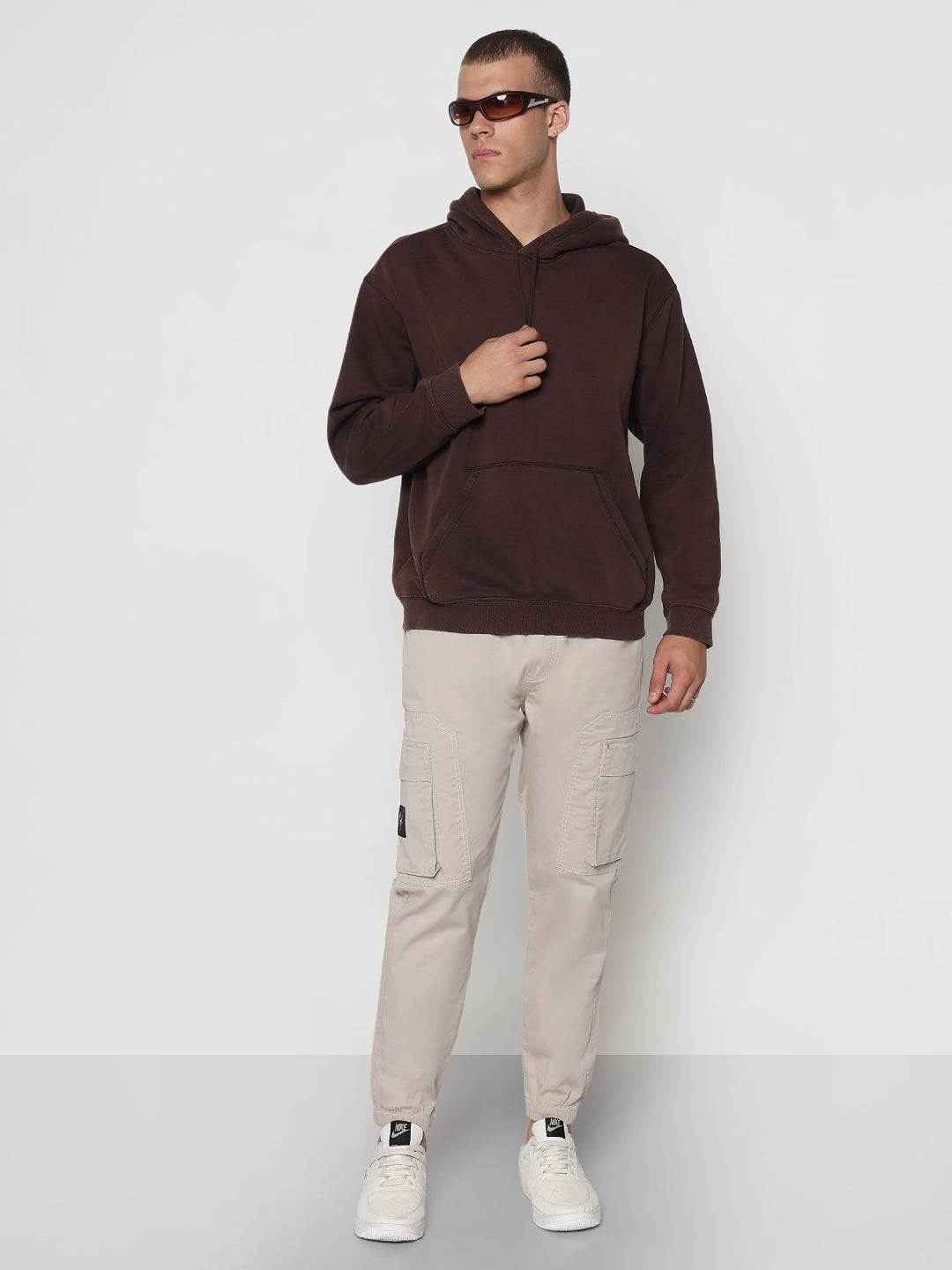 Men's Beige Straight Fit Joggers