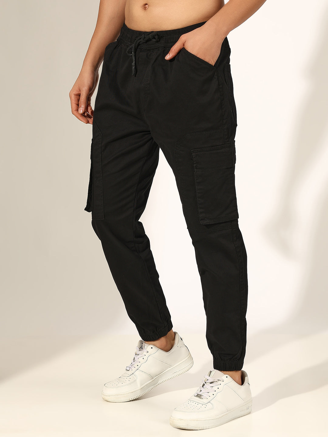 Men's Black Cargo Trouser with Utility Pockets