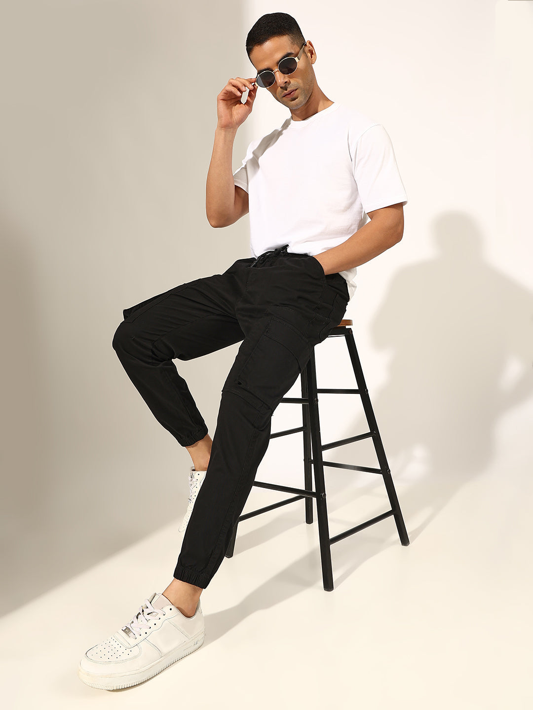 Men's Black Cargo Trouser with Utility Pockets