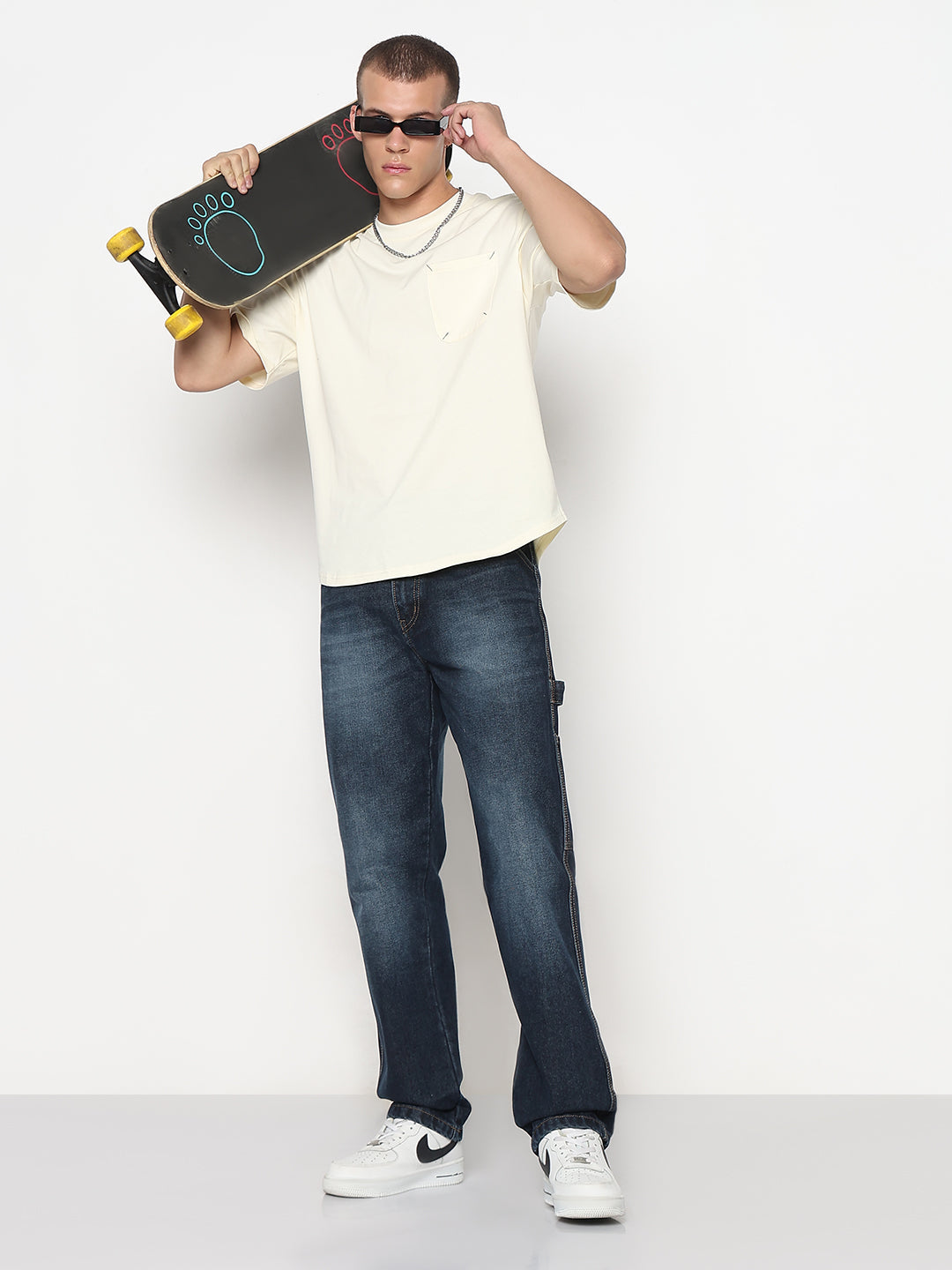 Men's Navy Blue Relaxed Fit Jeans