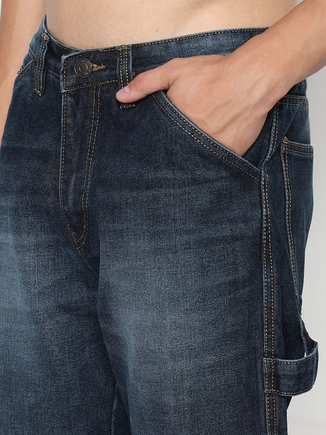 Men's Navy Blue Relaxed Fit Jeans