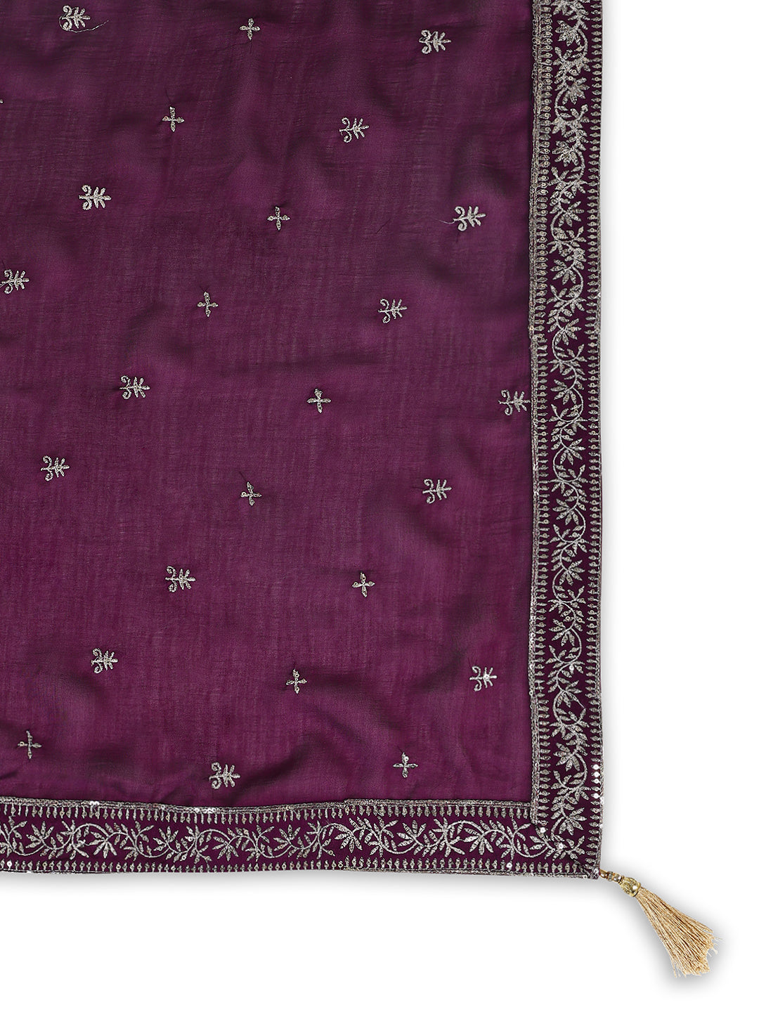 Women Purple Embroidered Straight Kurta Set with Dupatta