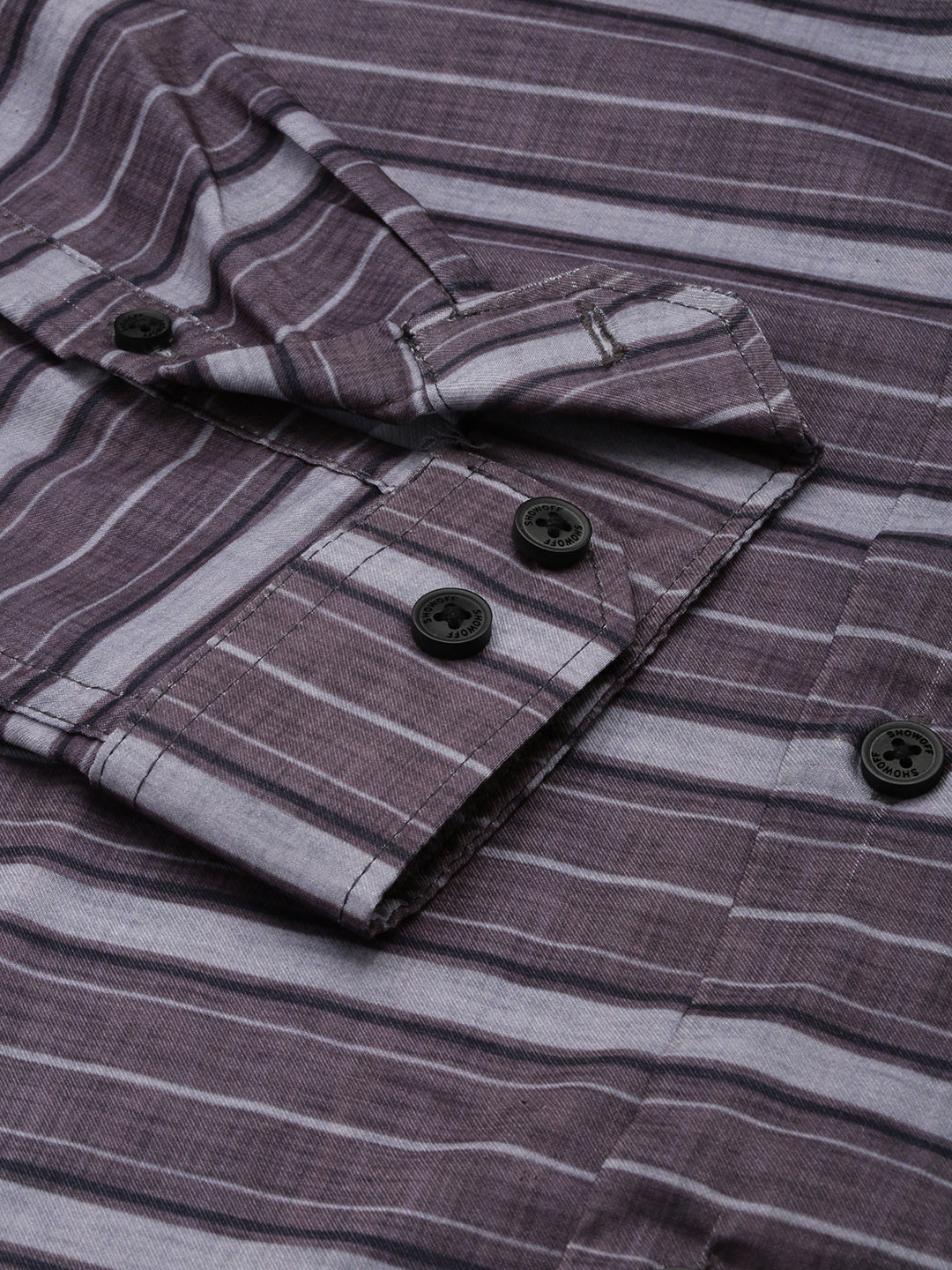 Men Spread Collar Striped Taupe Shirt