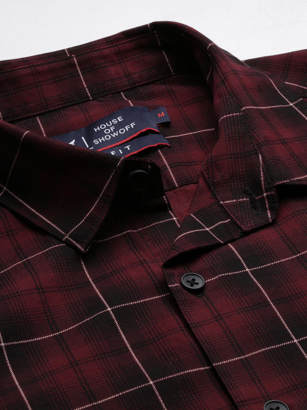 Men Tartan Checks Maroon Shirt