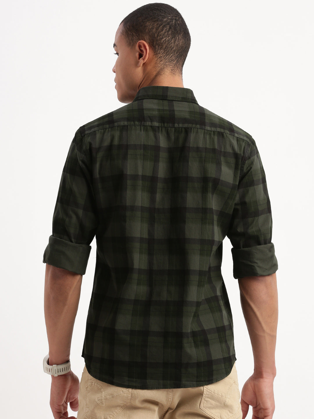 Men Tartan Checks Green Shirt