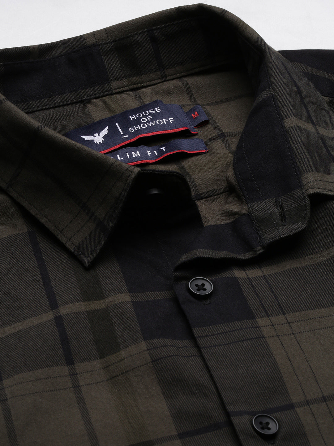 Men Tartan Checks Olive Shirt